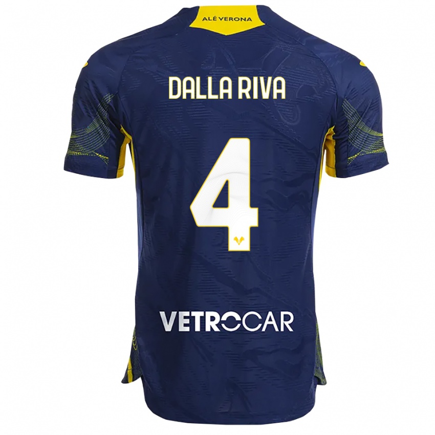 ילדים סטפנו דלה ריבה #4 נייבי צהוב ג'רזי ביתית 2025/26 חולצה קצרה