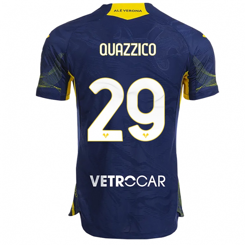 ילדים פרנצ'סקה קוואציקו #29 נייבי צהוב ג'רזי ביתית 2025/26 חולצה קצרה