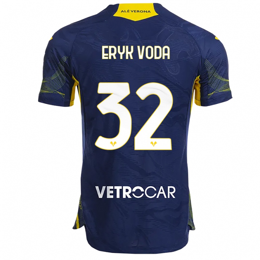 ילדים Andrei Eryk Voda #32 נייבי צהוב ג'רזי ביתית 2025/26 חולצה קצרה