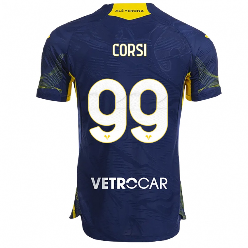 ילדים שרה קורסי #99 נייבי צהוב ג'רזי ביתית 2025/26 חולצה קצרה