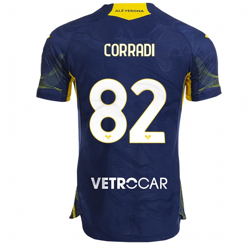 ילדים כריסטיאן קוראדי #82 נייבי צהוב ג'רזי ביתית 2025/26 חולצה קצרה