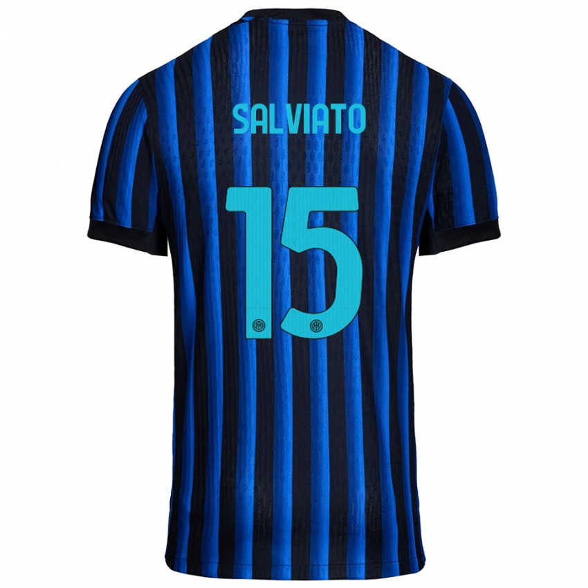 ילדים Gabriel Salviato #15 שחור כחול ג'רזי ביתית 2025/26 חולצה קצרה
