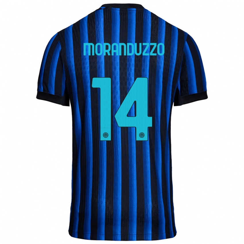 ילדים Nicolo Moranduzzo #14 שחור כחול ג'רזי ביתית 2025/26 חולצה קצרה
