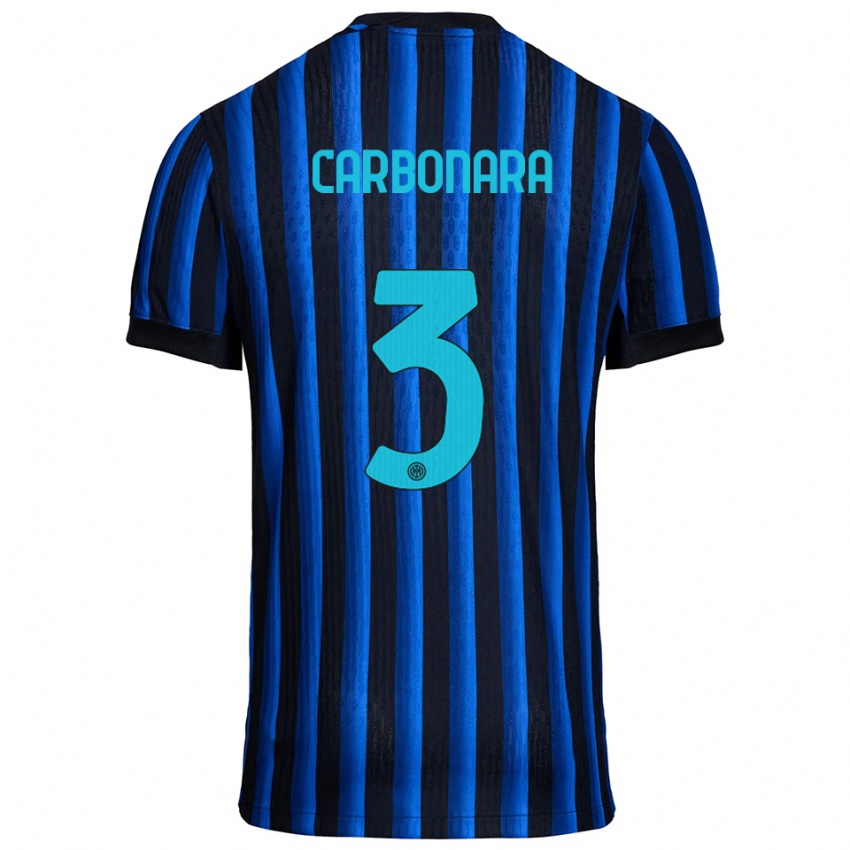 ילדים Matteo Carbonara #3 שחור כחול ג'רזי ביתית 2025/26 חולצה קצרה