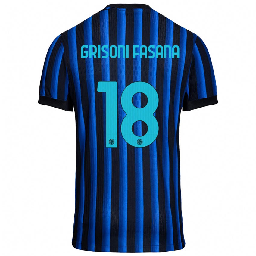 ילדים מרקו גריסוני פאסאנה #18 שחור כחול ג'רזי ביתית 2025/26 חולצה קצרה