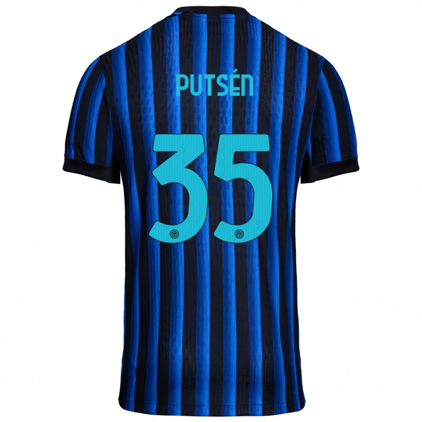 ילדים Dino Putsén #35 שחור כחול ג'רזי ביתית 2025/26 חולצה קצרה