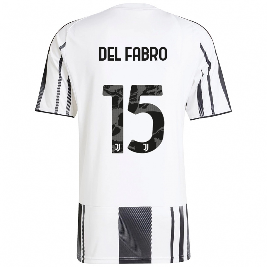 ילדים ג'קופו דל פאברו #15 לבן שחור ג'רזי ביתית 2025/26 חולצה קצרה