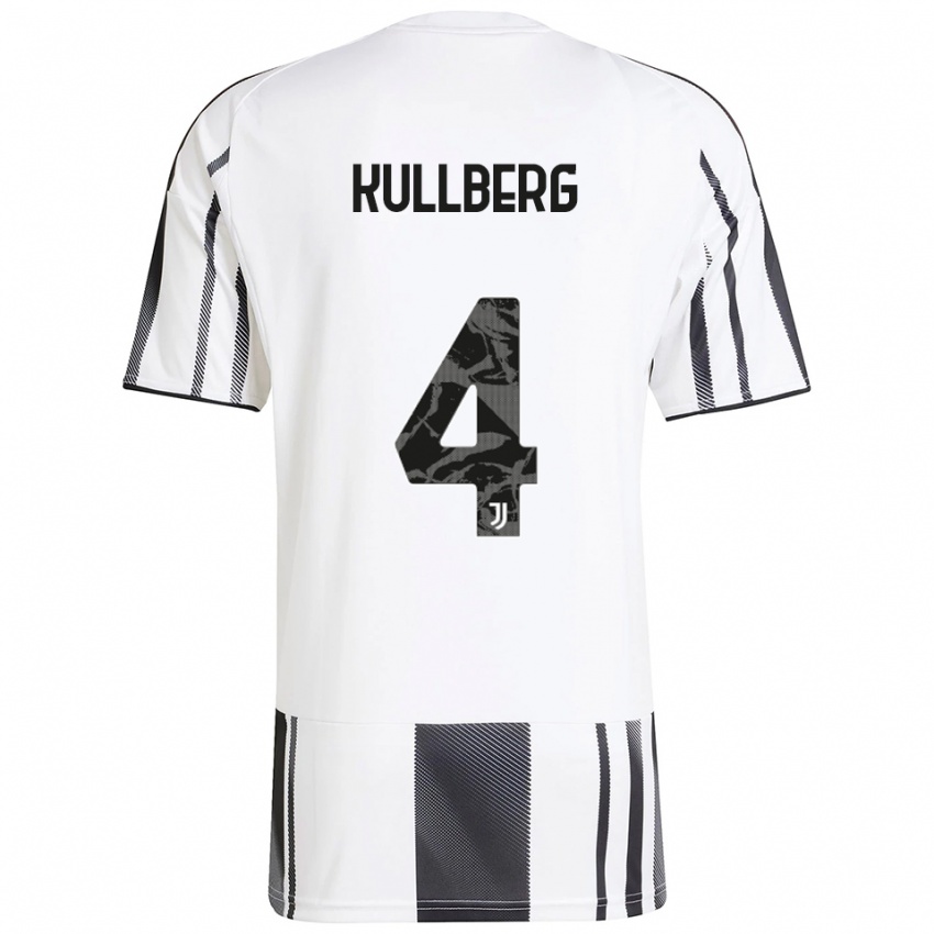 ילדים אמה קולברג #4 לבן שחור ג'רזי ביתית 2025/26 חולצה קצרה