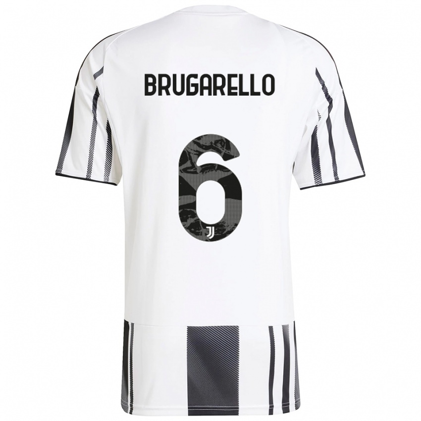 ילדים Mattia Brugarello #6 לבן שחור ג'רזי ביתית 2025/26 חולצה קצרה