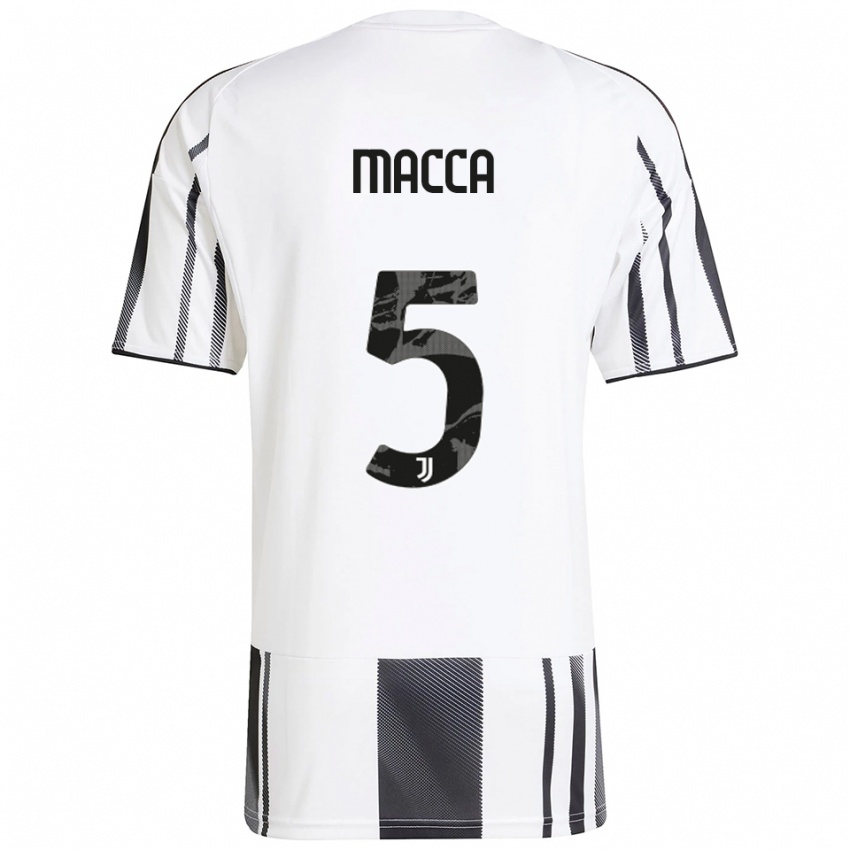 ילדים Federico Macca #5 לבן שחור ג'רזי ביתית 2025/26 חולצה קצרה