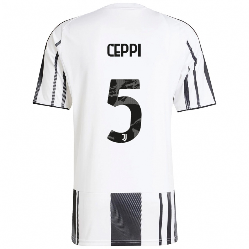 ילדים Paolo Ceppi #5 לבן שחור ג'רזי ביתית 2025/26 חולצה קצרה