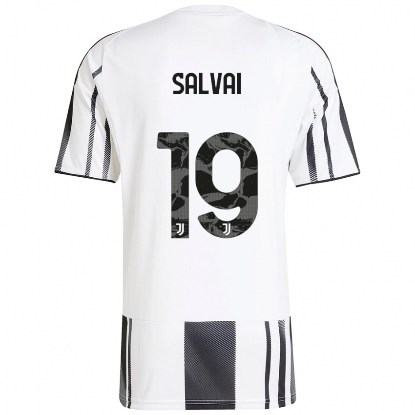 ילדים Pietro Salvai #19 לבן שחור ג'רזי ביתית 2025/26 חולצה קצרה