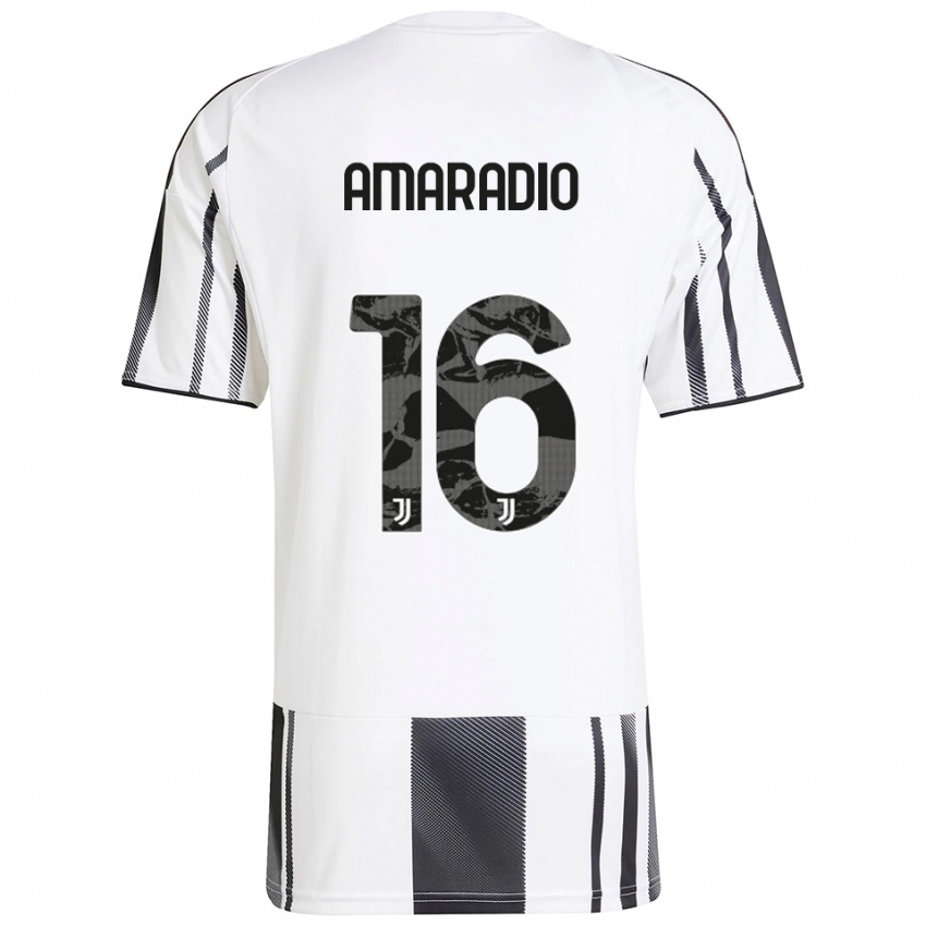 ילדים Luca Amaradio #16 לבן שחור ג'רזי ביתית 2025/26 חולצה קצרה