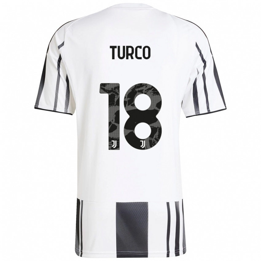 ילדים ניקולו טורקו #18 לבן שחור ג'רזי ביתית 2025/26 חולצה קצרה
