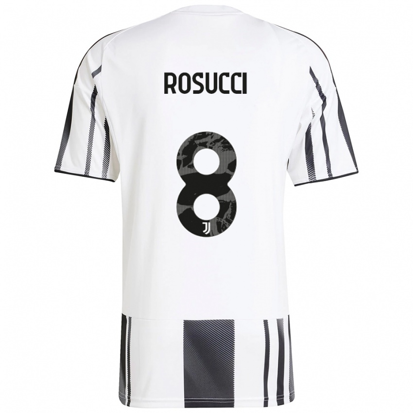 ילדים מרטינה רוסוצ'י #8 לבן שחור ג'רזי ביתית 2025/26 חולצה קצרה