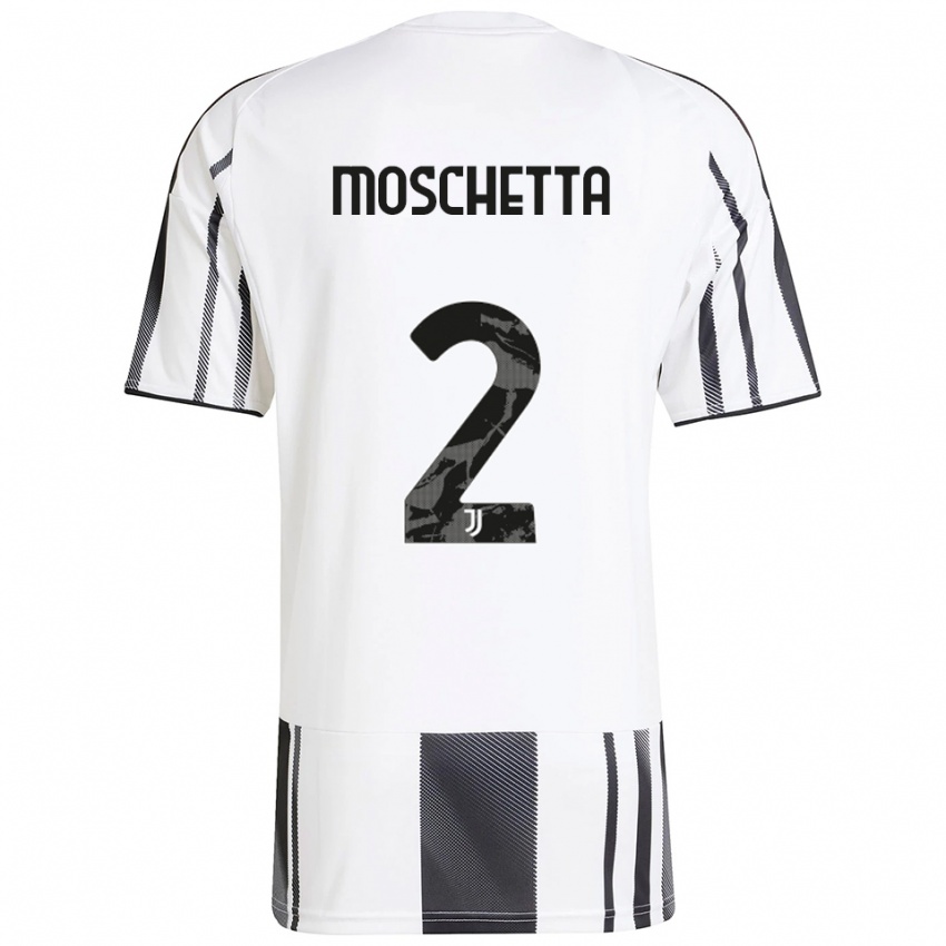 ילדים Lorenzo Moschetta #2 לבן שחור ג'רזי ביתית 2025/26 חולצה קצרה