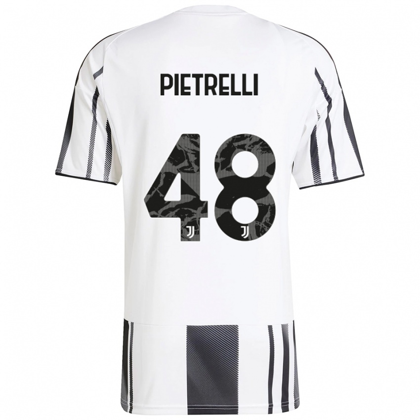 ילדים אלסנדרו פיטרלי #48 לבן שחור ג'רזי ביתית 2025/26 חולצה קצרה