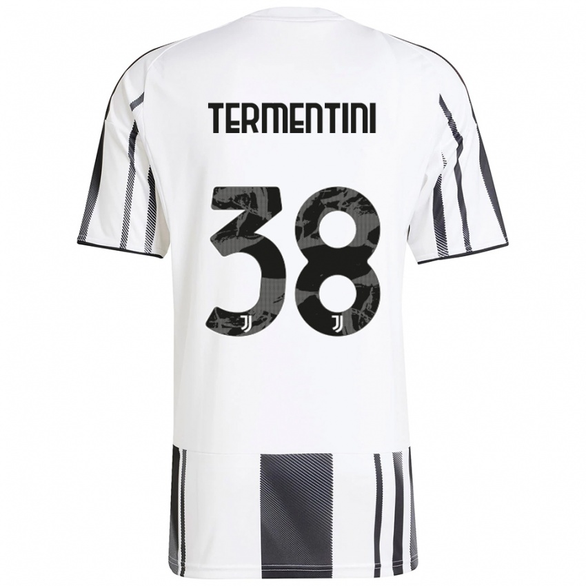 ילדים Giorgia Termentini #38 לבן שחור ג'רזי ביתית 2025/26 חולצה קצרה