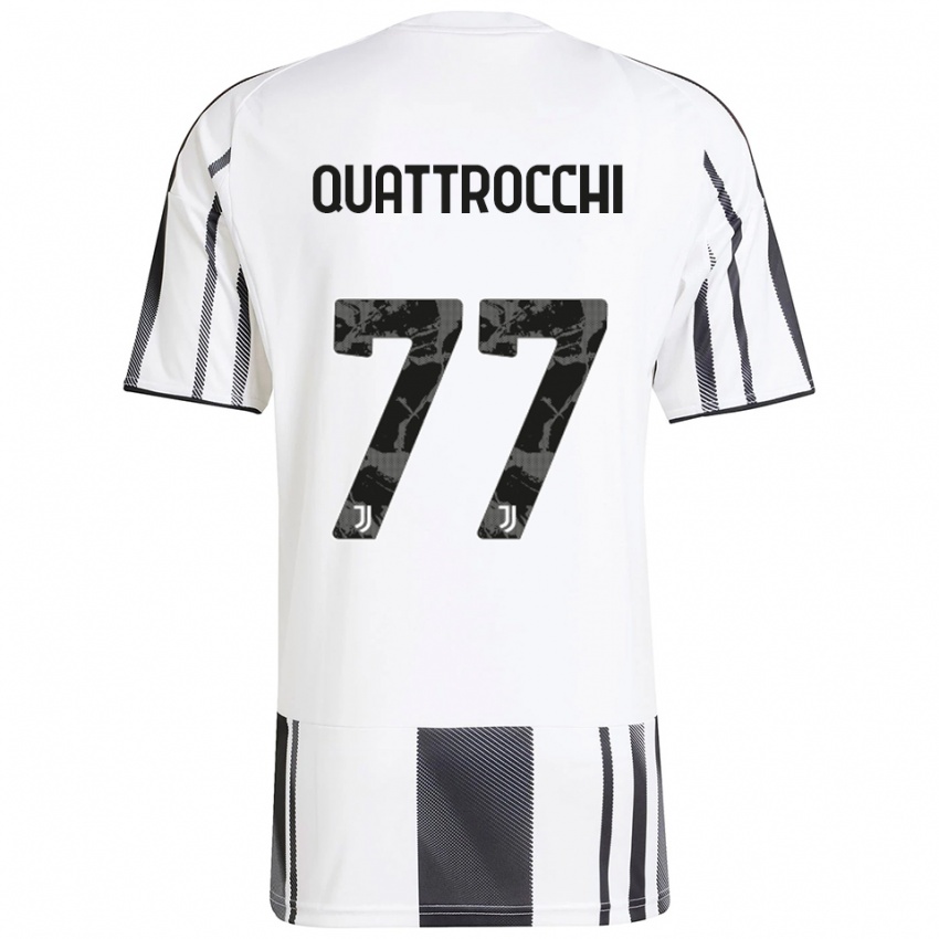 ילדים חואן איגנסיו קוואטרוקי #77 לבן שחור ג'רזי ביתית 2025/26 חולצה קצרה