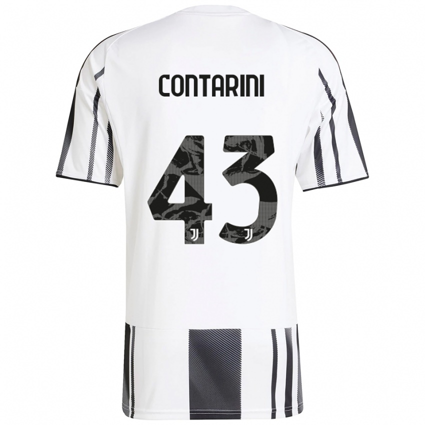 ילדים Jacopo Contarini #43 לבן שחור ג'רזי ביתית 2025/26 חולצה קצרה