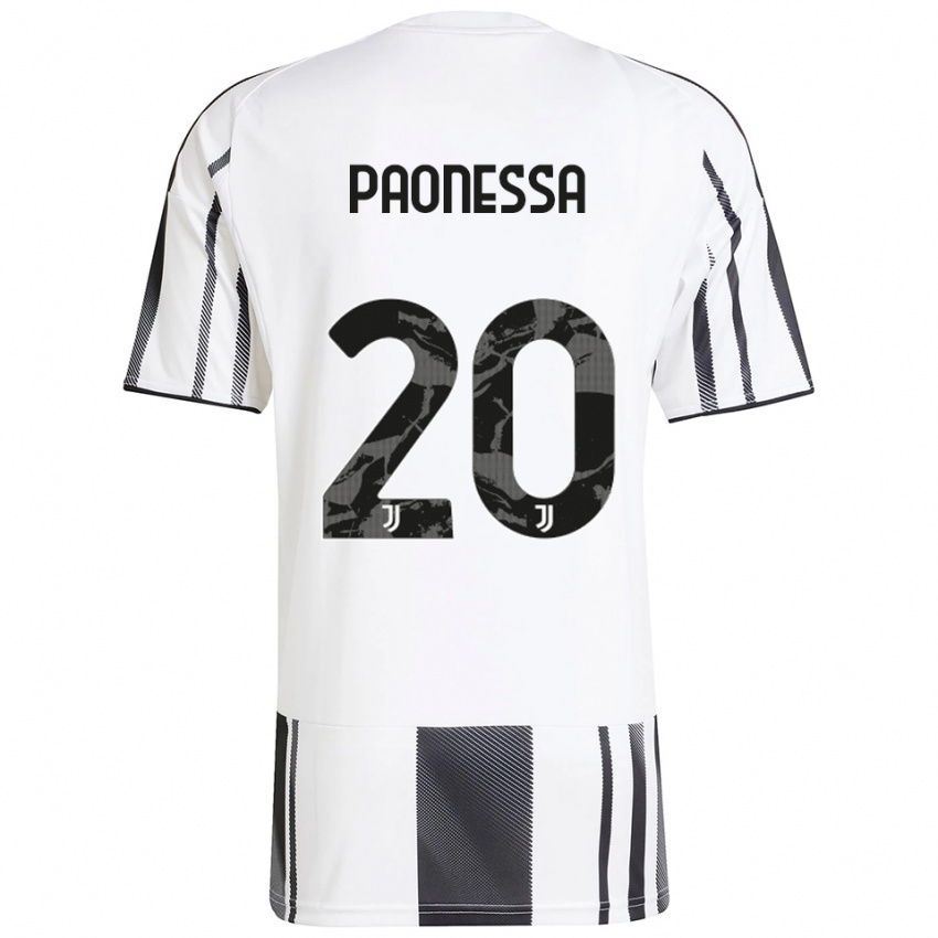 ילדים Riccardo Paonessa #20 לבן שחור ג'רזי ביתית 2025/26 חולצה קצרה