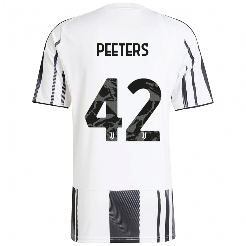 ילדים דאודה פיטרס #42 לבן שחור ג'רזי ביתית 2025/26 חולצה קצרה