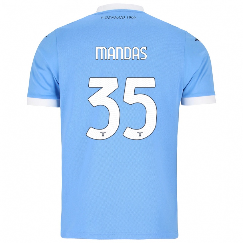 ילדים חריסטוס מנדאס #35 תכלת לבן ג'רזי ביתית 2025/26 חולצה קצרה