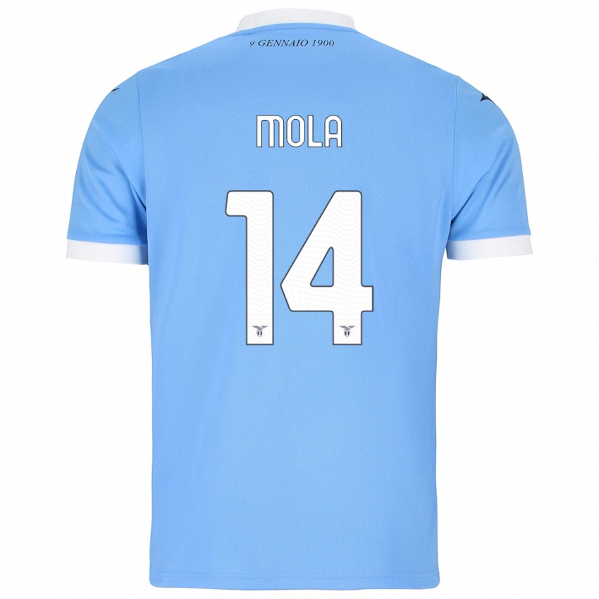 ילדים Tommaso Mola #14 תכלת לבן ג'רזי ביתית 2025/26 חולצה קצרה