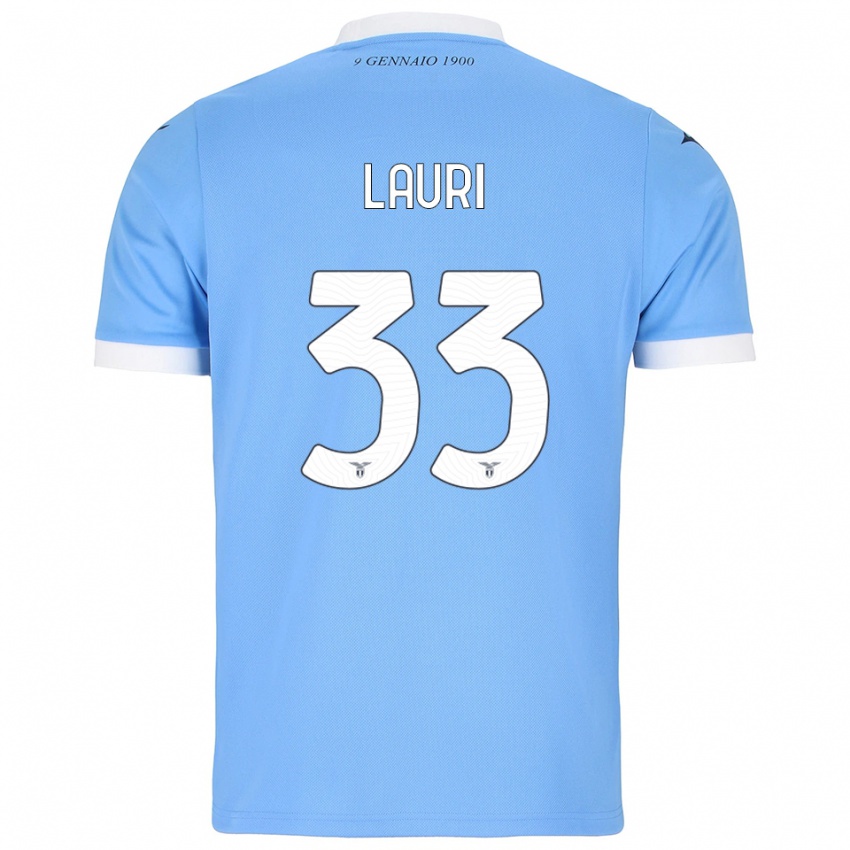 ילדים Giacomo Lauri #33 תכלת לבן ג'רזי ביתית 2025/26 חולצה קצרה