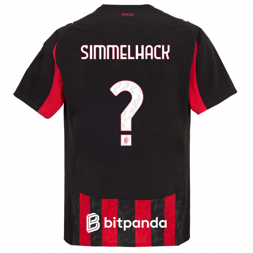 ילדים אלכסנדר סימלהאק #0 אדום שחור ג'רזי ביתית 2025/26 חולצה קצרה