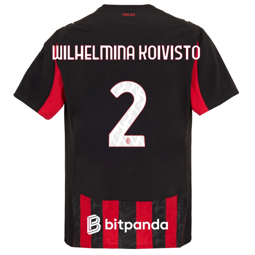 ילדים אמה קויוויסטו #2 אדום שחור ג'רזי ביתית 2025/26 חולצה קצרה