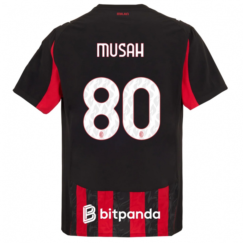ילדים יונוס מוסא #80 אדום שחור ג'רזי ביתית 2025/26 חולצה קצרה