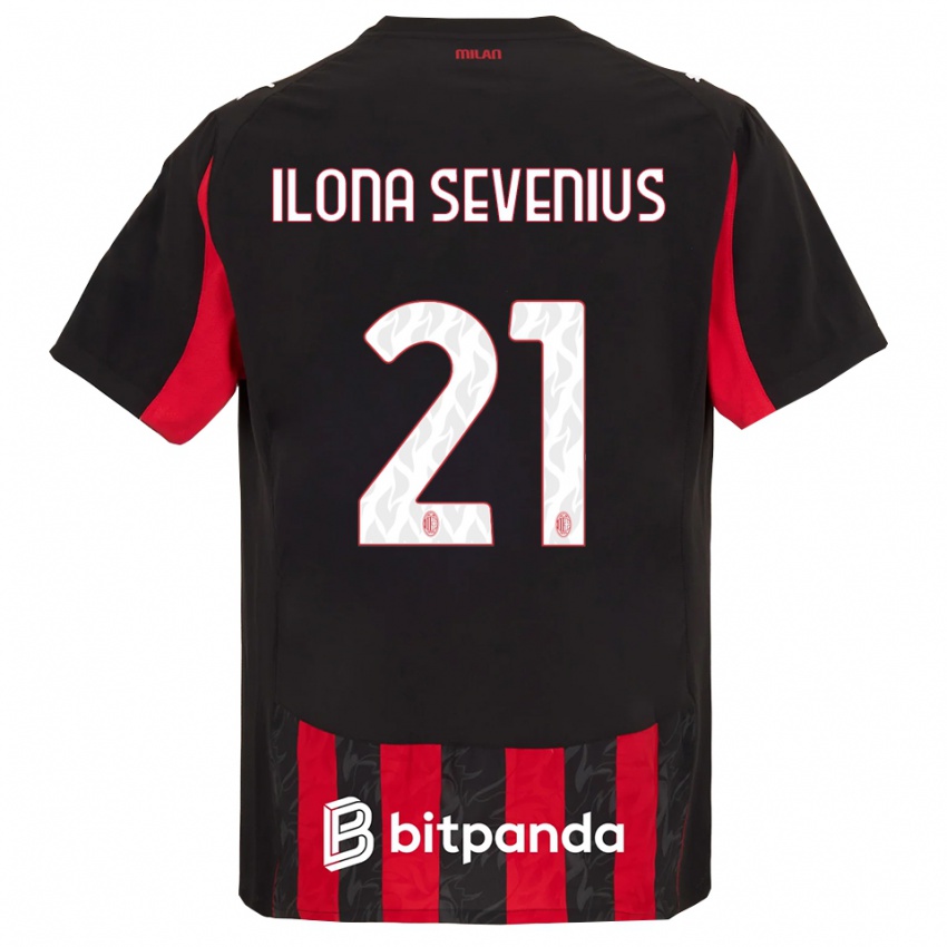 ילדים Oona Ilona Sevenius #21 אדום שחור ג'רזי ביתית 2025/26 חולצה קצרה