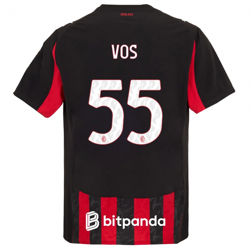 ילדים Silvano Vos #55 אדום שחור ג'רזי ביתית 2025/26 חולצה קצרה
