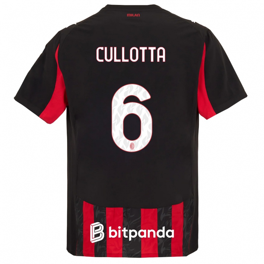 ילדים Andrea Cullotta #6 אדום שחור ג'רזי ביתית 2025/26 חולצה קצרה