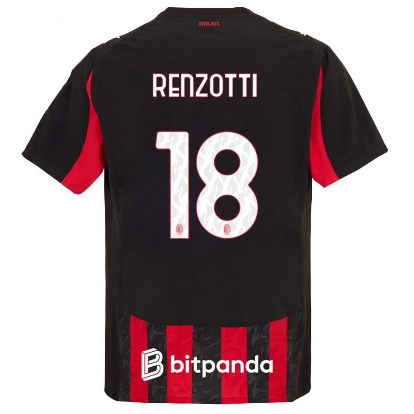 ילדים Monica Renzotti #18 אדום שחור ג'רזי ביתית 2025/26 חולצה קצרה