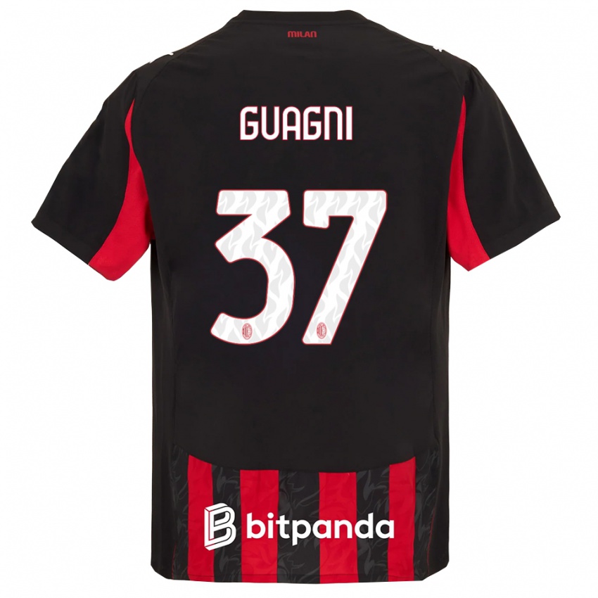 ילדים עלייה גואגני #37 אדום שחור ג'רזי ביתית 2025/26 חולצה קצרה