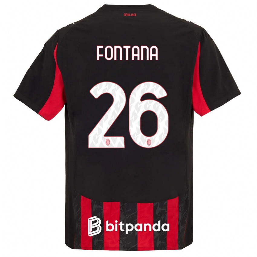 ילדים פרנצ'סקו פונטנה #26 אדום שחור ג'רזי ביתית 2025/26 חולצה קצרה