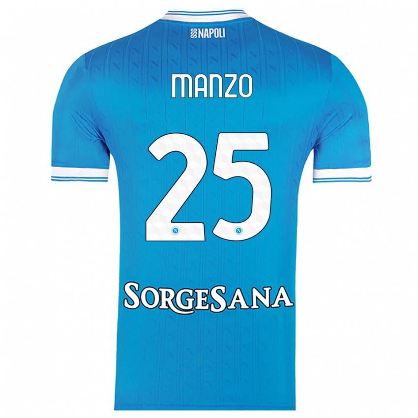 ילדים Alessia Manzo #25 תכלת לבן ג'רזי ביתית 2025/26 חולצה קצרה