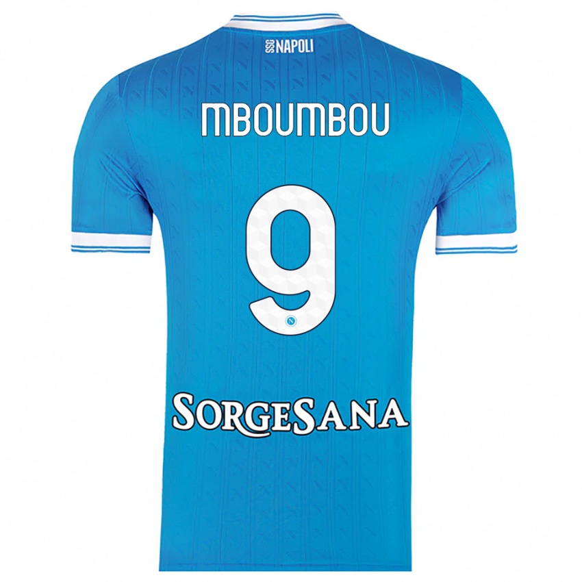 ילדים Arnaud Mboumbou #9 תכלת לבן ג'רזי ביתית 2025/26 חולצה קצרה