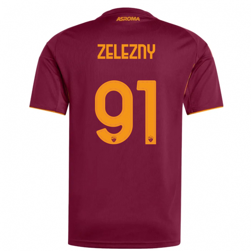 ילדים הדוסלאו דומיניק ז׳לזני #91 בורגונדי כתום ג'רזי ביתית 2025/26 חולצה קצרה