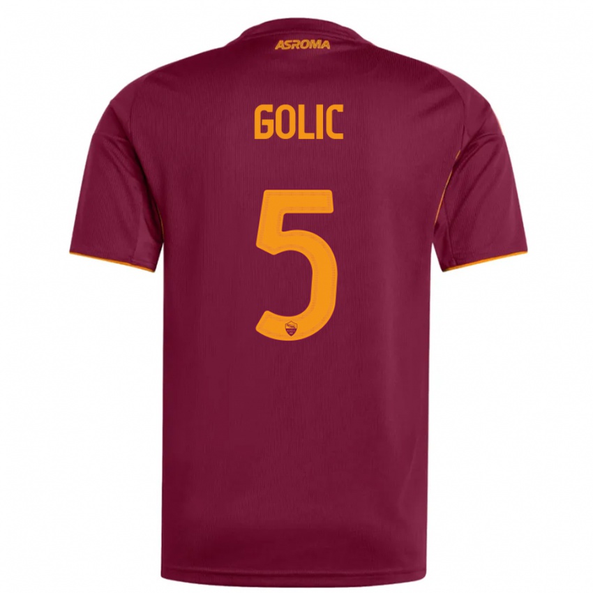 ילדים לוברו גוליץ׳ #5 בורגונדי כתום ג'רזי ביתית 2025/26 חולצה קצרה