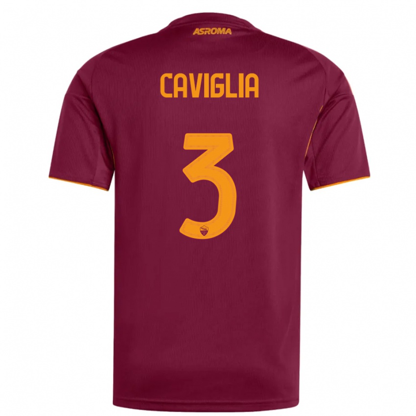 ילדים Manuel Caviglia #3 בורגונדי כתום ג'רזי ביתית 2025/26 חולצה קצרה