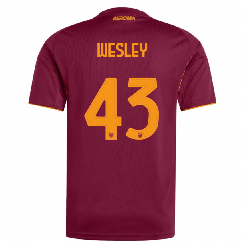 ילדים Wesley #43 בורגונדי כתום ג'רזי ביתית 2025/26 חולצה קצרה