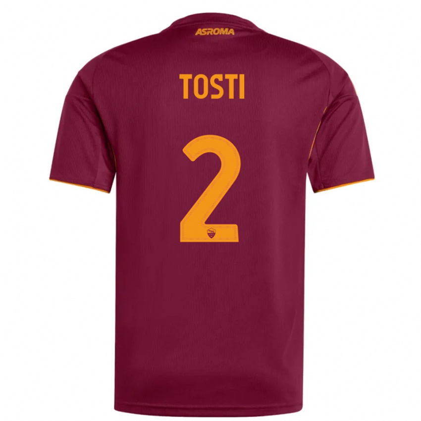 ילדים Alessandro Tosti #2 בורגונדי כתום ג'רזי ביתית 2025/26 חולצה קצרה