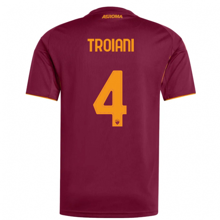 ילדים Nicolò Troiani #4 בורגונדי כתום ג'רזי ביתית 2025/26 חולצה קצרה