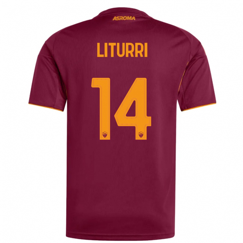 ילדים Nicola Liturri #14 בורגונדי כתום ג'רזי ביתית 2025/26 חולצה קצרה