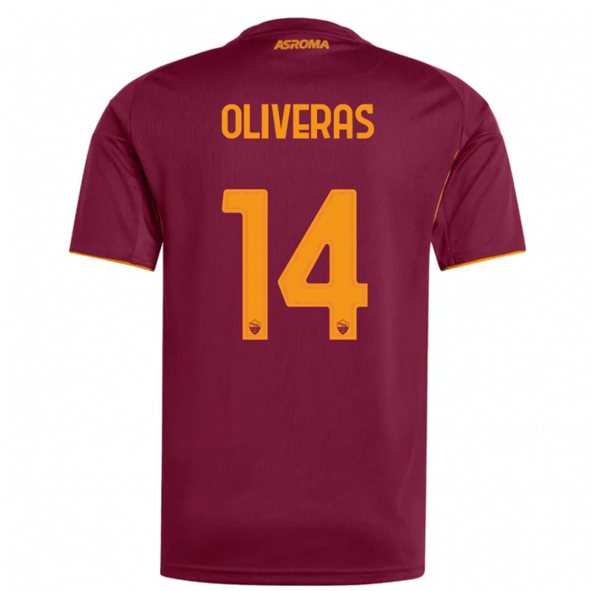 ילדים Jan Oliveras #14 בורגונדי כתום ג'רזי ביתית 2025/26 חולצה קצרה