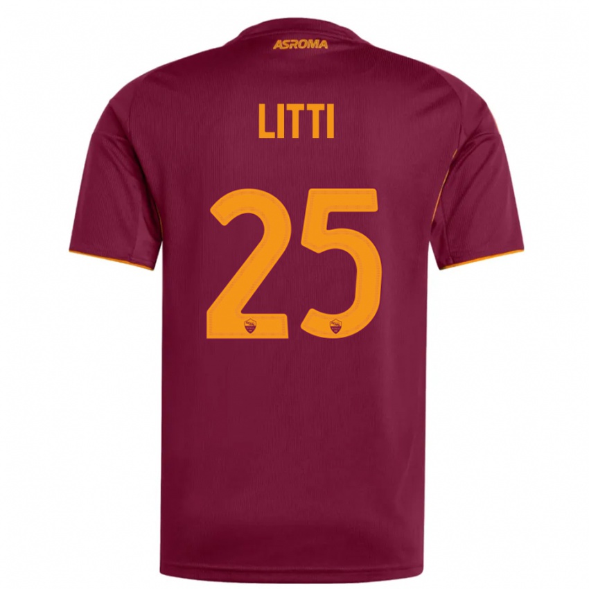 ילדים Marco Litti #25 בורגונדי כתום ג'רזי ביתית 2025/26 חולצה קצרה