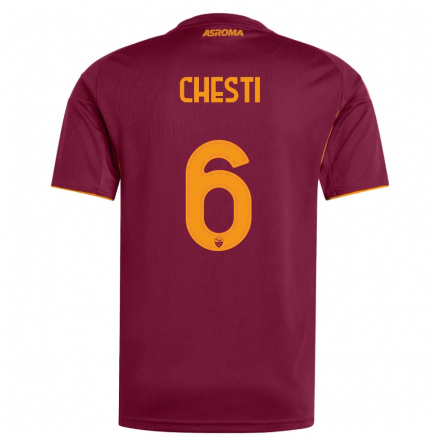 ילדים Francesco Chesti #6 בורגונדי כתום ג'רזי ביתית 2025/26 חולצה קצרה